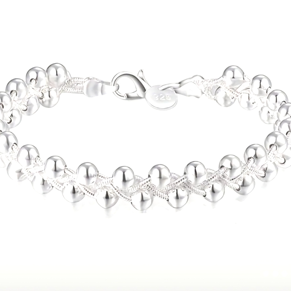 Silver Double-Strand Beaded Bracelet